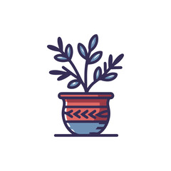 Colorful potted plant with leaves, showcasing vibrant design and simple background