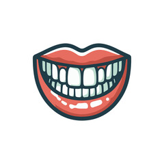 Colorful illustration of a smiling mouth showcasing healthy teeth against a plain background