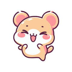 Cute cartoon animal character with a joyful expression, set against a simple white background, ideal for children's products