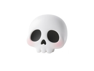 Obraz premium Cute Skull with Rosy Cheeks, Cartoon Style, Halloween Decoration