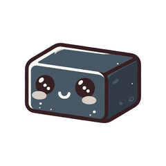 Cute cartoon block character with smiling face, set against a plain white background, ideal for children's media