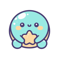 Cute cartoon character holding a star, set against a simple white background, ideal for children's themes