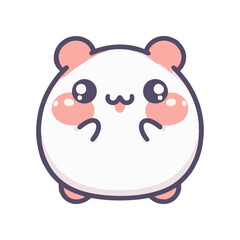 Cute cartoon character of a round panda with cheerful expression, set against a simple background