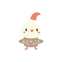 Cute cartoon chick character standing upright with a playful expression against a plain background