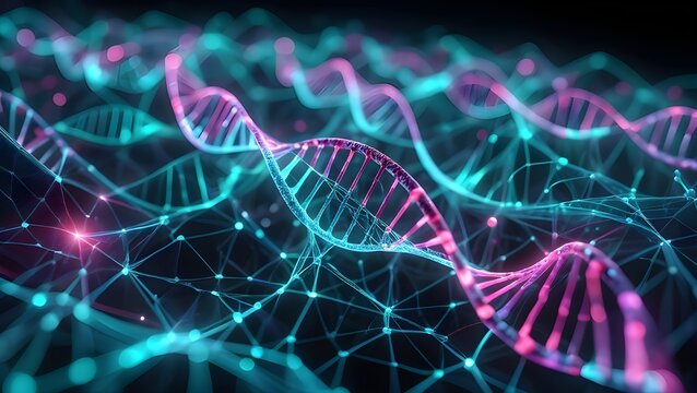 dna strand on black background