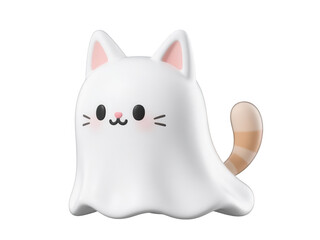 Cute Ghost Cat Costume on White Background