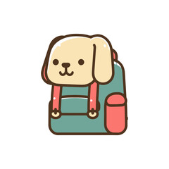 Cute cartoon dog backpack with playful expression, ideal for children's school supplies or travel
