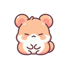 Cute cartoon hamster character sitting peacefully with a soft expression against a plain background