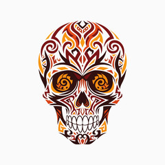 Fototapeta premium Intricate Ornamental Skull Design Vibrant Colors Artistic Halloween Celebration