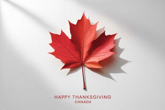 Canadian thanksgiving maple leaf red autumn holiday greeting - Powered by Adobe