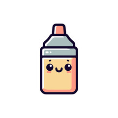 Cute cartoon illustration of a smiling glue bottle with a playful expression on a white background
