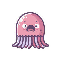 Cute cartoon jellyfish with a surprised expression, set against a simple white background