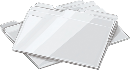 Stack of translucent, light gray file folders