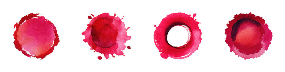 Wine glass stains PNG set, red wine circle marks, splash textures, isolated on transparent background, png