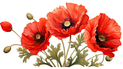 Obraz premium Beautiful red poppy flower blooming in field delicate petals natural floral symbol of remembrance background