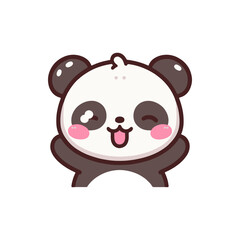 Cute cartoon panda character with playful expression, set against a simple white background
