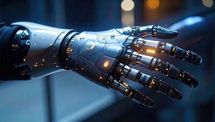 Glowing Robotic Hand with Biomechanical Enhancements