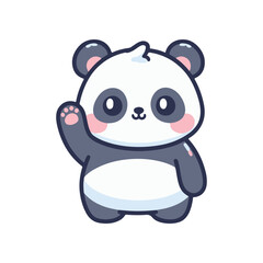 Cute cartoon panda waving cheerfully, set against a simple white background, ideal for children's media