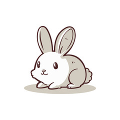 Cute cartoon rabbit sitting on a light background, showcasing its fluffy fur and playful demeanor