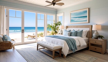Coastal bedroom with ocean view