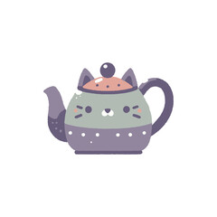 Cute cartoon teapot shaped like a cat, colorful design, suitable for kitchen decor or gifts