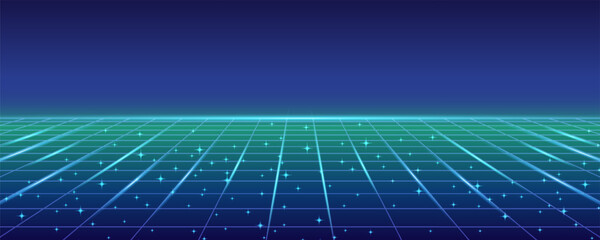 Press Start Retro Video Game Background. Abstract grid background for retro digital video game screen.
