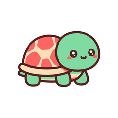 Cute cartoon turtle with a cheerful expression, set against a simple white background, ideal for children's themes