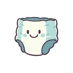 Cute cartoonish diaper character with a smiling face, set against a simple white background