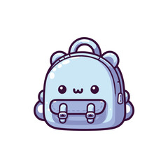 Cute cartoon-style blue backpack with bear ears, set against a simple white background