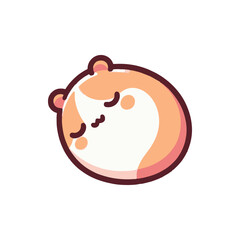 Cute, round cartoon hamster sleeping peacefully on a white background, ideal for children's illustrations