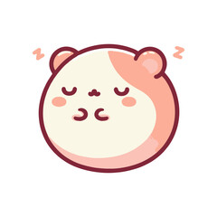 Cute, round cartoon character sleeping peacefully with a serene expression and soft colors