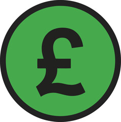 Green pound sterling symbol coin success money finance investment currency vector