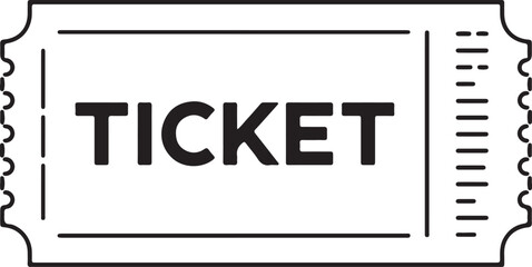 Black And White Simple Line Art Illustration Of A Ticket With The Word Ticket admission entry