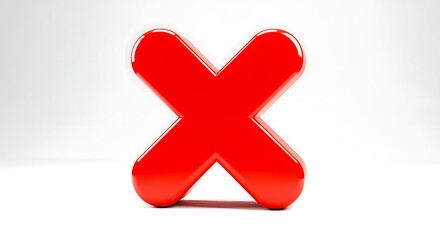 Obraz premium Bright red letter x symbol standing upright against a clean white background with subtle shadows