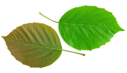 Obraz premium Two leaves, different shades of green