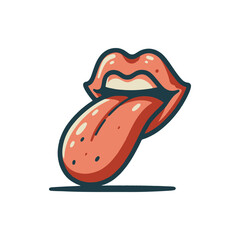 Stylized illustration of lips sticking out tongue, showcasing vibrant colors and playful design