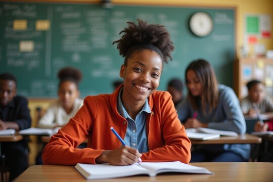 Motivational African-American Teacher Encouraging Student Engagement in Learning