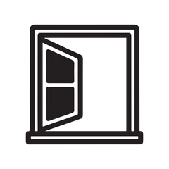Opened window icon. Vector creative symbol in linear style. Vector black silhouette. with white background