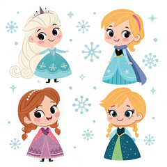 set of 4 frozen fairy tale princess Cartoon