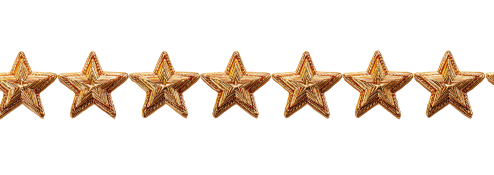 Gold stars in a horizontal row