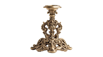 Ornate gold candleholder with intricate details