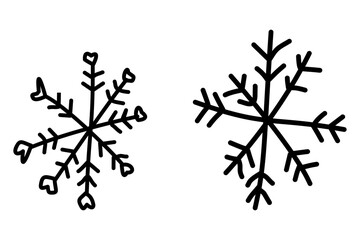Hand drawn snowflakes vector set