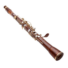 High-quality image of a beautiful smooth brown wood bassoon musical instrument detailed close-up transparent background