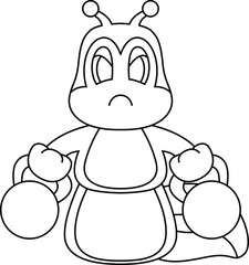 Caterpillar Bodybuilder Dumbbells Bodybuilding Anima Vector Graphic Art Illustation