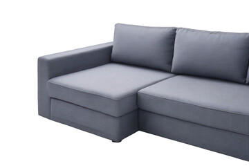 Modern grey sectional sofa isolated on transparent background