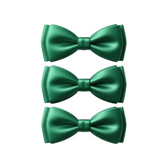 Three green satin bows isolated on transparent background