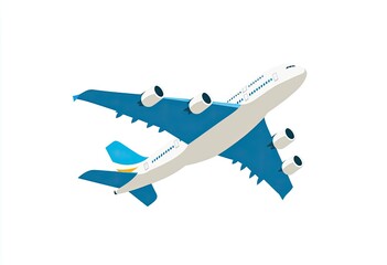 Naklejka premium Airplane in flight, stylized, blue and white