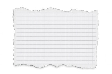 Obraz premium Piece of squared paper with ripped edges creating a textured border, isolated on a transparent background, ideal for adding a handwritten note to designs