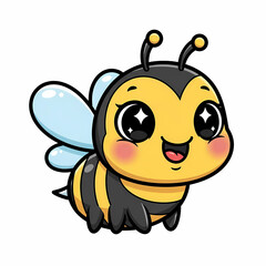 Fototapeta premium Cute Cartoon Bee Illustration - Happy Honeybee Mascot Character