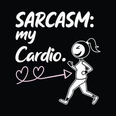 Humorous Modern T-Shirt Artwork with Edgy Bold Lettering, Running Stickman Illustration, Minimal Aesthetic, and Neon Pop Details